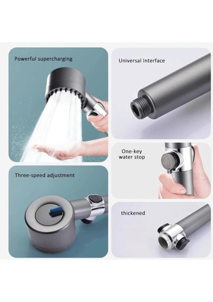 Üç Modlu Renkli Masajlı Yüksek Basınçlı Duş Başlığı fırsatları