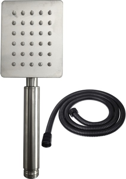 Krom Paslanmaz Duş Başlığı ve Siyah Duş Hortumu Seti