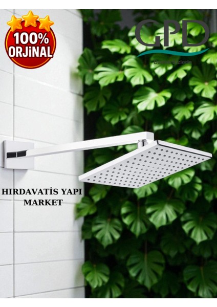 Gri Ankastre Duş Başlığı 200X200, Şık ve Modern Tasarım, Kolay Montaj