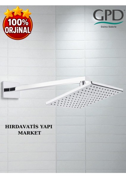 Gri Ankastre Duş Başlığı 200X200, Şık ve Modern Tasarım, Kolay Montaj modelleri