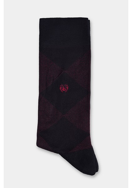 Erkek Bambu Bordo Desenli Siyah Soket Çorap CRBMB23Y102_99-2