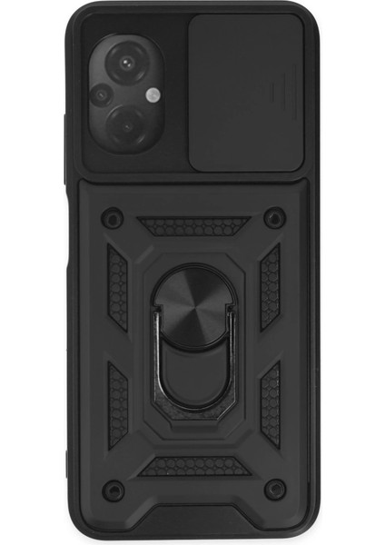 Zengezur Newface Xiaomi Poco M5 Kılıf Pars Lens Yüzüklü Silikon - Siyah
