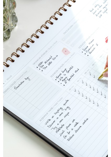 Süresiz Haftalık Masaüstü Planlayıcı 12 Aylık Undated Desk Planner Siyah fiyatları