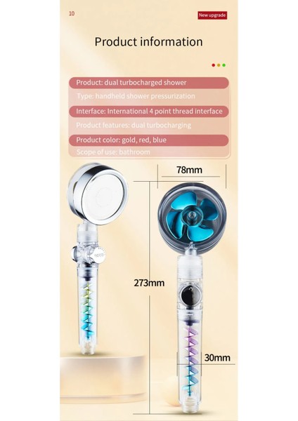 Renkli Fırfırlı Pervaneli Basınçlı Su Tasarruflu El Duşu modelleri