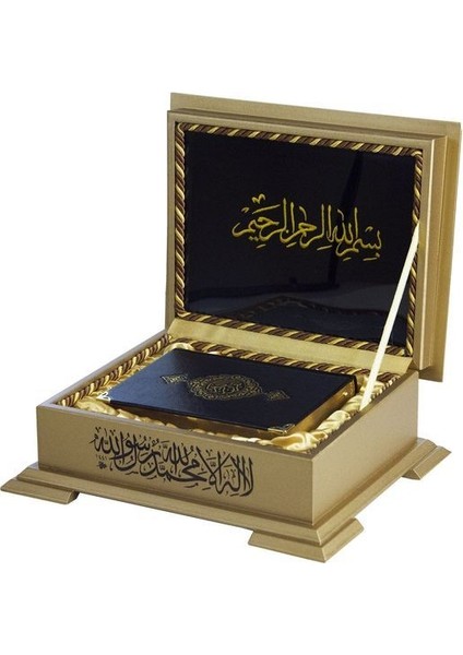 Ahşap Kutulu Kur'an(Çanta Boy Sarı Renk) (0263)
