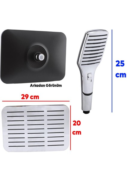 Krom Dikdörtgen Tepe Duş Seti, Dayanıklı ve Şık Banyo Yağmurlama Başlığı fırsatları