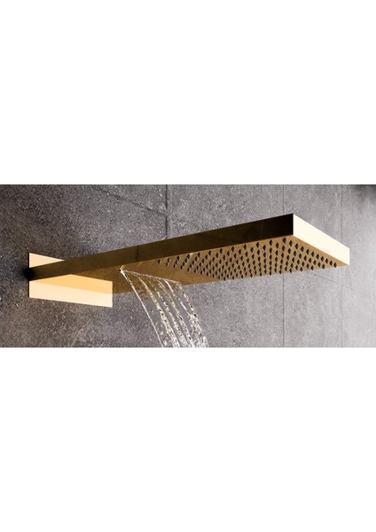 Şelale Tasarımlı Ankastre Panel Tepe Duş Başlığı Altın KTD110-G fiyatları