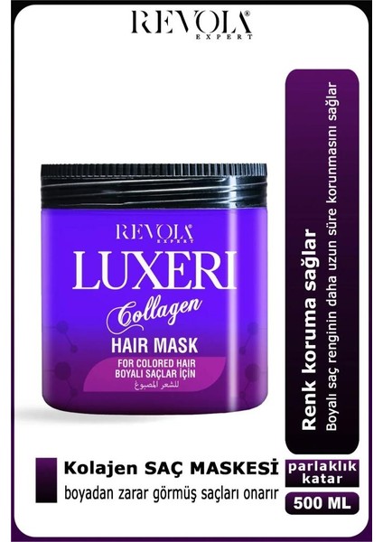 Luxeri Boyalı Saçlar Için Tuzsuz Saç Maskesi 500 ml Kolajen