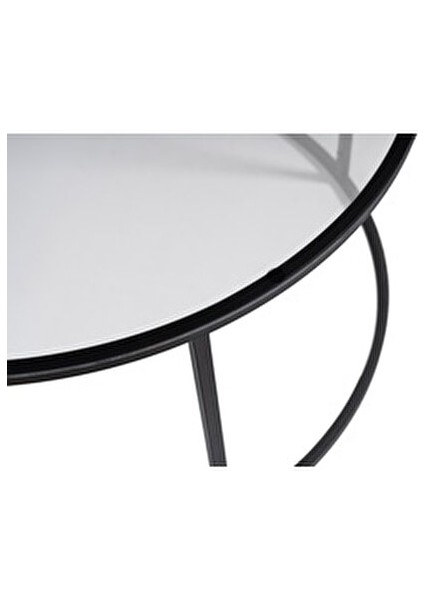 Berlin Orta Sehpa 60 cm Siyah Metal Ayaklı Cam Üst Yüzey Modern Tasarım