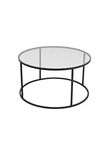 Berlin Orta Sehpa 60 cm Siyah Metal Ayaklı Cam Üst Yüzey Modern Tasarım