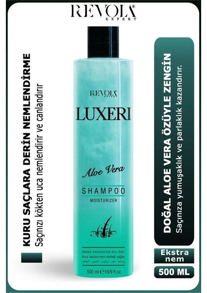 Luxeri Şampuan Kuru Saçlar Için Nem Desteği 500 ml Aloe Vera
