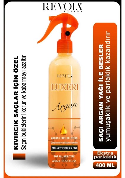 Expert Luxeri Parlak ve Pürüzsüz Etki Fön Suyu 400 ml Argan