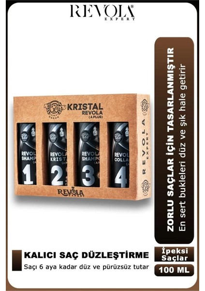 Expert Kristal A Plus Saç Düzleştirici 4'lü Set 4X100 ml