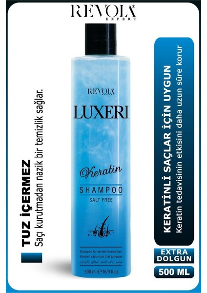 Luxeri Tuzsuz Şampuan Keratinli Saçlara Özel 500 ml Keratin