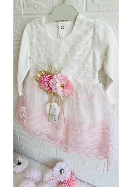 Kız Bebeklere Özel 2 Farklı Rengi Bulunan Tül Etekli Abiye Elbiseler fırsatları