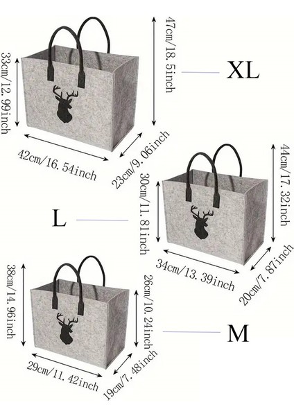 Geyik Figürlü Büyük Kapasiteli Şık Gri Keçe Çanta. fiyatları
