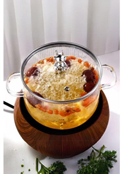 1700CC Lilamor Ayıcık Figürlü Tencere Isıya Dayanıklı|borosilikat | Termisil Ocak Üstü Cam Tencere