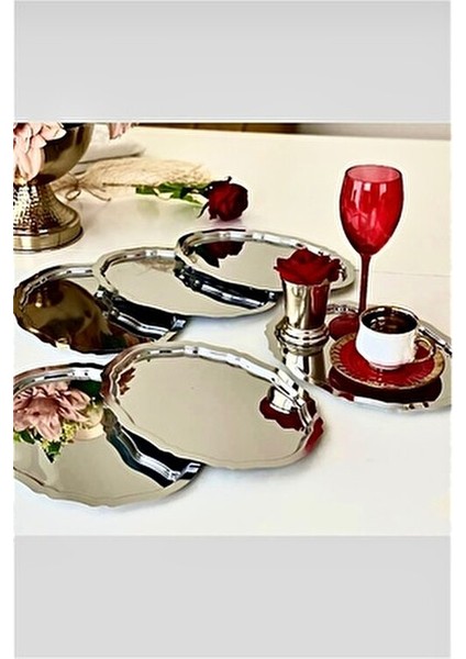 20 25 cm Paslanmaz Sorelis Çelik Oval 6 Adet Çay Kahve Sunum Ikram Söz Nişan Yüzük Tepsisi fırsatları