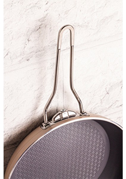 Mango Kitchen Majestic Crystal 7 Parça Granit Tencere Seti Bej Mastercook Yapışmaz Tencere Tava Seti