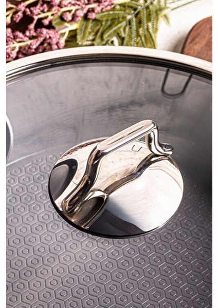 Mango Kitchen Majestic Crystal 7 Parça Granit Tencere Seti Bej Mastercook Yapışmaz Tencere Tava Seti