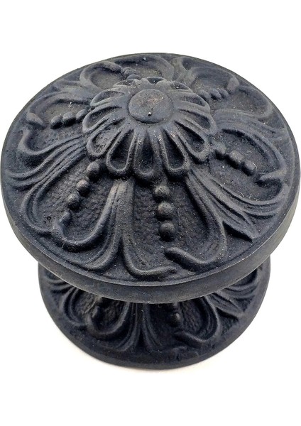 Antika Tarz Dekoratif Pirinç Çiçekli Kapı Tokmağı - 80 mm Çap, Oksit