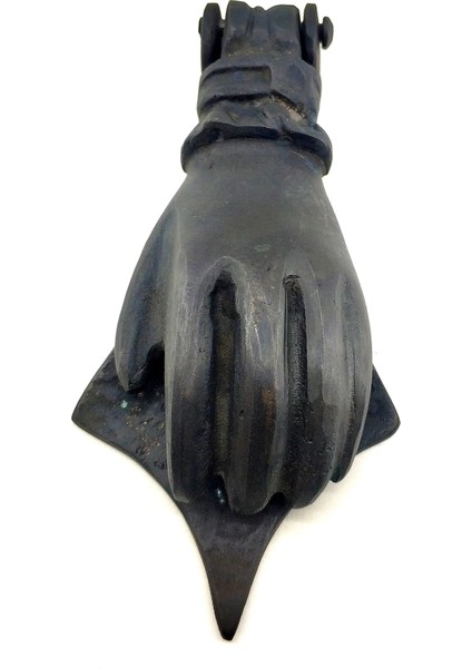 Antika Tarz Dekoratif Pirinç El Kapı Tokmağı, Taktak - 167X75 Mm, Oksit