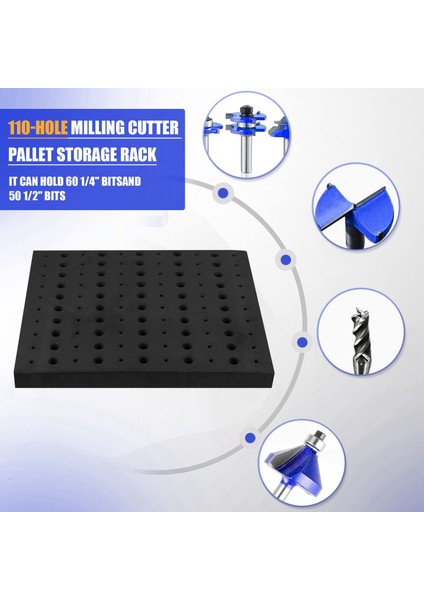 110 Delik Yönlendirici Bit Tepsisi Depolama Tutucu 1/4inch 1/2inch Shank Freze Kesiciler Brill Bits Organizatör (Yurt Dışından) fırsatları