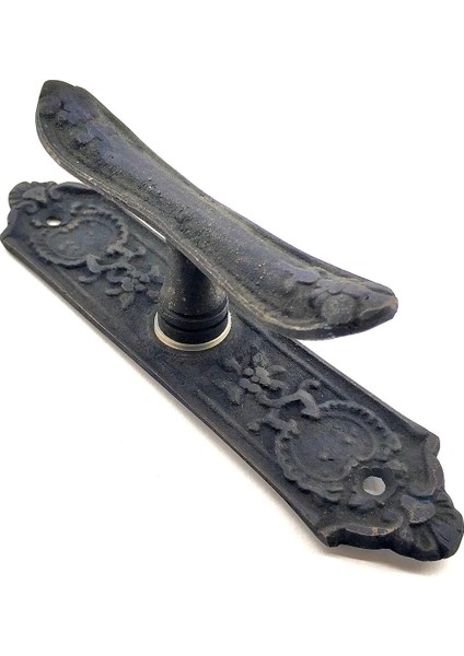 Antika Tarz Dekoratif Pirinç Çiçekli Pencere Kolu - 165X38 Mm, Oksit