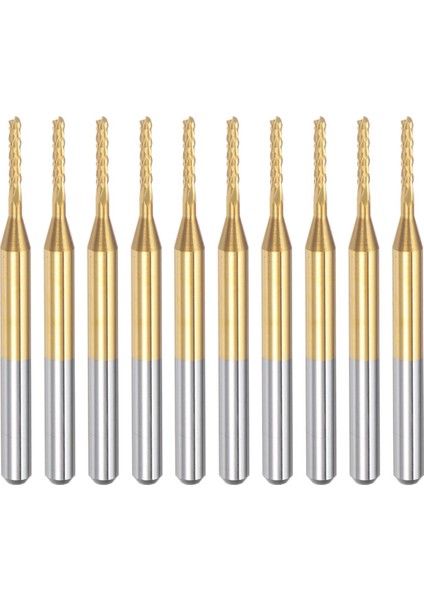 10 Adet Titanyum Ceket Karbür Uç Fabrikası Gravür Freze Kesici Cnc Yönlendirici Bitleri Pcb Makinesi Için, 1/8 Inç Sap 1.3mm (Yurt Dışından)