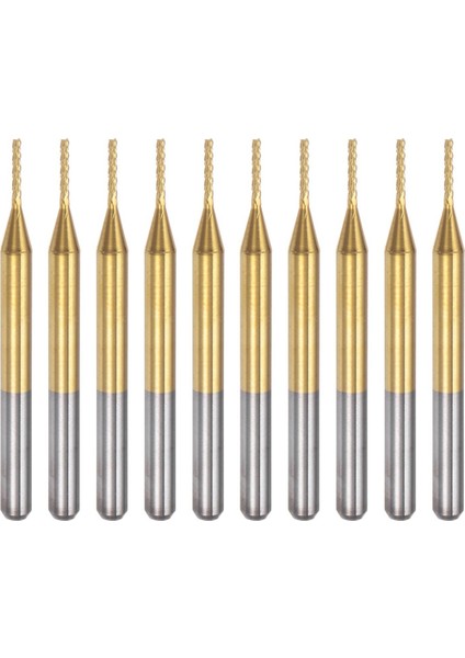 10 Adet Titanyum Ceket Karbür Uç Fabrikası Gravür Freze Kesici Cnc Yönlendirici Bitleri Pcb Makinesi Için, 1/8 Inç Sap 0.9mm (Yurt Dışından)