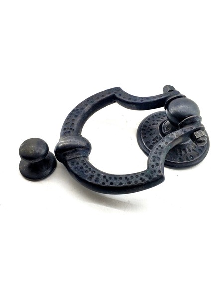 Antika Tarz Dekoratif Pirinç Dövme Kapı Tokmağı, Taktak - 150X105 Mm, Oksit