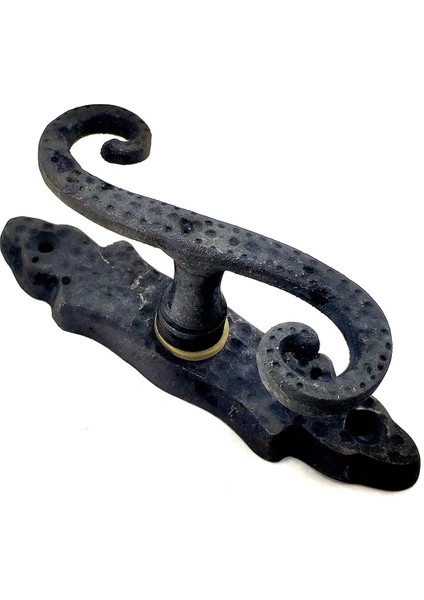 Antika Tarz Dekoratif Pirinç Kıvrık Pencere Kolu - 130X33 Mm, Oksit