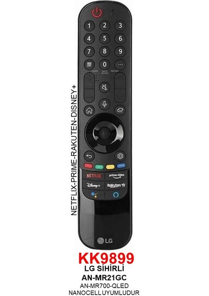 Magıc AN-MR21GC Netflıx-Prıme-Rakuten-Dısney+ Ytube Musıc LCD Kumanda