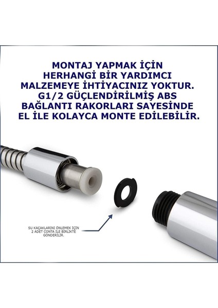 170CM Uzun Spiralli Duş Hortumu, 360° Dönen Her Duş Başlığı ile Uyumlu fırsatları
