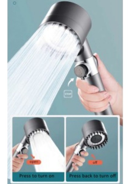 3 Mod Masaj Fonksiyonlu Elastik Silikon Duş Başlığı Siyah