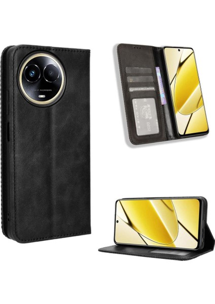 Realme 11 5g Premium Pu Deri Kılıf Tpu Tampon Kart Tutucu Ayaklı Gizli Manyetik Adsorpsiyonlu Darbeye Dayanıklı Flip Cüzdan Kılıf (Yurt Dışından)