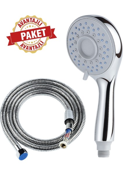 Çok Fonksiyonlu Krom El Duş Başlığı ve Hortum Seti, Yüksek Basınçlı Tazyikli Su