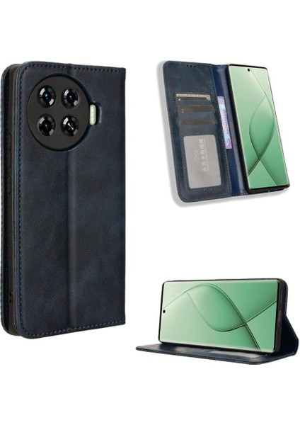 Tecno Spark 20 Pro Plus 4g Premium Pu Deri Kılıf Tpu Tampon Kart Tutucu Ayaklı Gizli Manyetik Adsorpsiyonlu Darbeye Dayanıklı Flip Cüzdan Kılıf (Yurt Dışından)