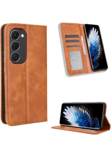Tecno Spark 40 Pro Plus 4g Premium Pu Deri Kılıf Tpu Tampon Kart Tutucu Ayaklı Gizli Manyetik Adsorpsiyonlu Darbeye Dayanıklı Flip Cüzdan Kılıf (Yurt Dışından)