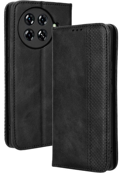 Tecno Spark 20 Pro Plus 4g Premium Pu Deri Kılıf Tpu Tampon Kart Tutucu Ayaklı Gizli Manyetik Adsorpsiyonlu Darbeye Dayanıklı Flip Cüzdan Kılıf (Yurt Dışından)