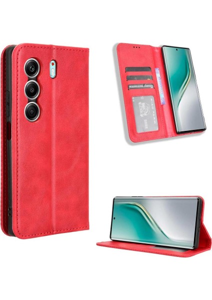 Tecno Camon 40 4g Premium Pu Deri Kılıf Tpu Tampon Kart Tutucu Ayaklı Gizli Manyetik Adsorpsiyonlu Darbeye Dayanıklı Flip Cüzdan Kılıf (Yurt Dışından) indirimleri