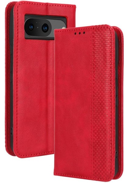 Google Pixel 8 Premium Pu Deri Kılıf Tpu Tampon Kart Tutucu Ayaklı Gizli Manyetik Adsorpsiyonlu Darbeye Dayanıklı Flip Cüzdan Kılıf (Yurt Dışından)