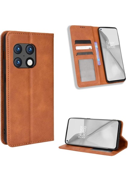 Oneplus 10 Pro 5g Premium Pu Deri Kılıf Tpu Tampon Kart Tutucu Ayaklı Gizli Manyetik Adsorpsiyonlu Darbeye Dayanıklı Flip Cüzdan Kılıf (Yurt Dışından)