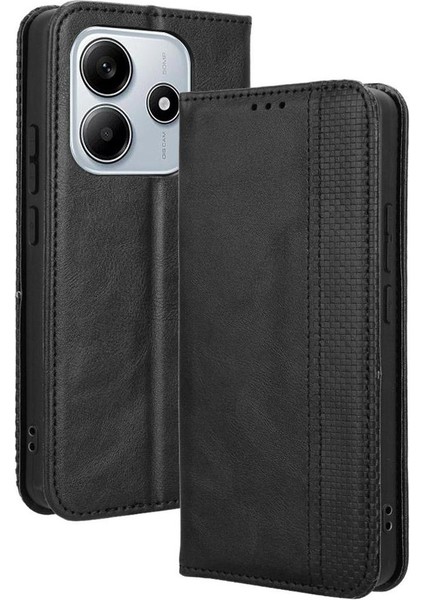 Xiaomi Redmi Note 14 4g Premium Pu Deri Kılıf Tpu Tampon Kart Tutucu Ayaklı Gizli Manyetik Adsorpsiyonlu Darbeye Dayanıklı Flip Cüzdan Kılıf (Yurt Dışından)