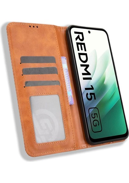 Xiaomi Redmi 15 5g Premium Pu Deri Kılıf Tpu Tampon Kart Tutucu Ayaklı Gizli Manyetik Adsorpsiyonlu Darbeye Dayanıklı Flip Cüzdan Kılıf (Yurt Dışından) indirimleri