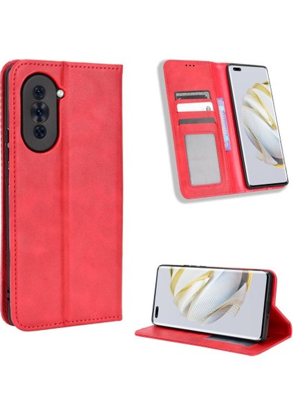 Huawei Nova 10 Premium Pu Deri Kılıf Tpu Tampon Kart Tutucu Ayaklı Gizli Manyetik Adsorpsiyonlu Darbeye Dayanıklı Flip Cüzdan Kılıf (Yurt Dışından)