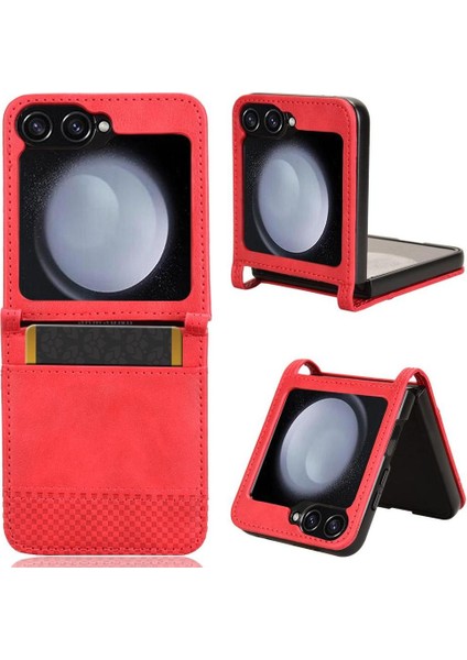Samsung Galaxy Z Flip 6 Premium Pu Deri Kılıf Tpu Tampon Kart Tutucu Ayaklı Gizli Manyetik Adsorpsiyonlu Darbeye Dayanıklı Flip Cüzdan Kılıf (Yurt Dışından)