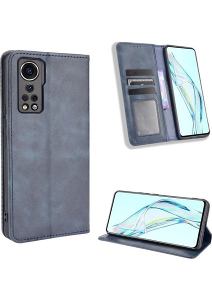 Zte Axon 30 5g Premium Pu Deri Kılıf Tpu Tampon Kart Tutucu Ayaklı Gizli Manyetik Adsorpsiyonlu Darbeye Dayanıklı Flip Cüzdan Kılıf (Yurt Dışından)