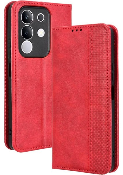 Vivo Y29 4g Premium Pu Deri Kılıf Tpu Tampon Kart Tutucu Ayaklı Gizli Manyetik Adsorpsiyonlu Darbeye Dayanıklı Flip Cüzdan Kılıf (Yurt Dışından)