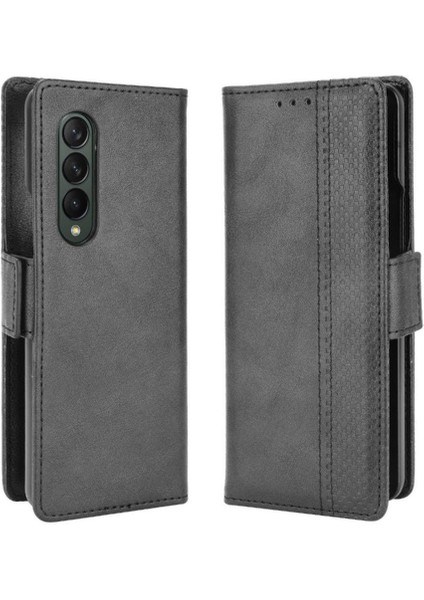 Samsung Galaxy Z Fold 4 5g Premium Pu Deri Kılıf Tpu Tampon Kart Tutucu Ayaklı Gizli Manyetik Adsorpsiyonlu Darbeye Dayanıklı Flip Cüzdan Kılıf (Yurt Dışından)